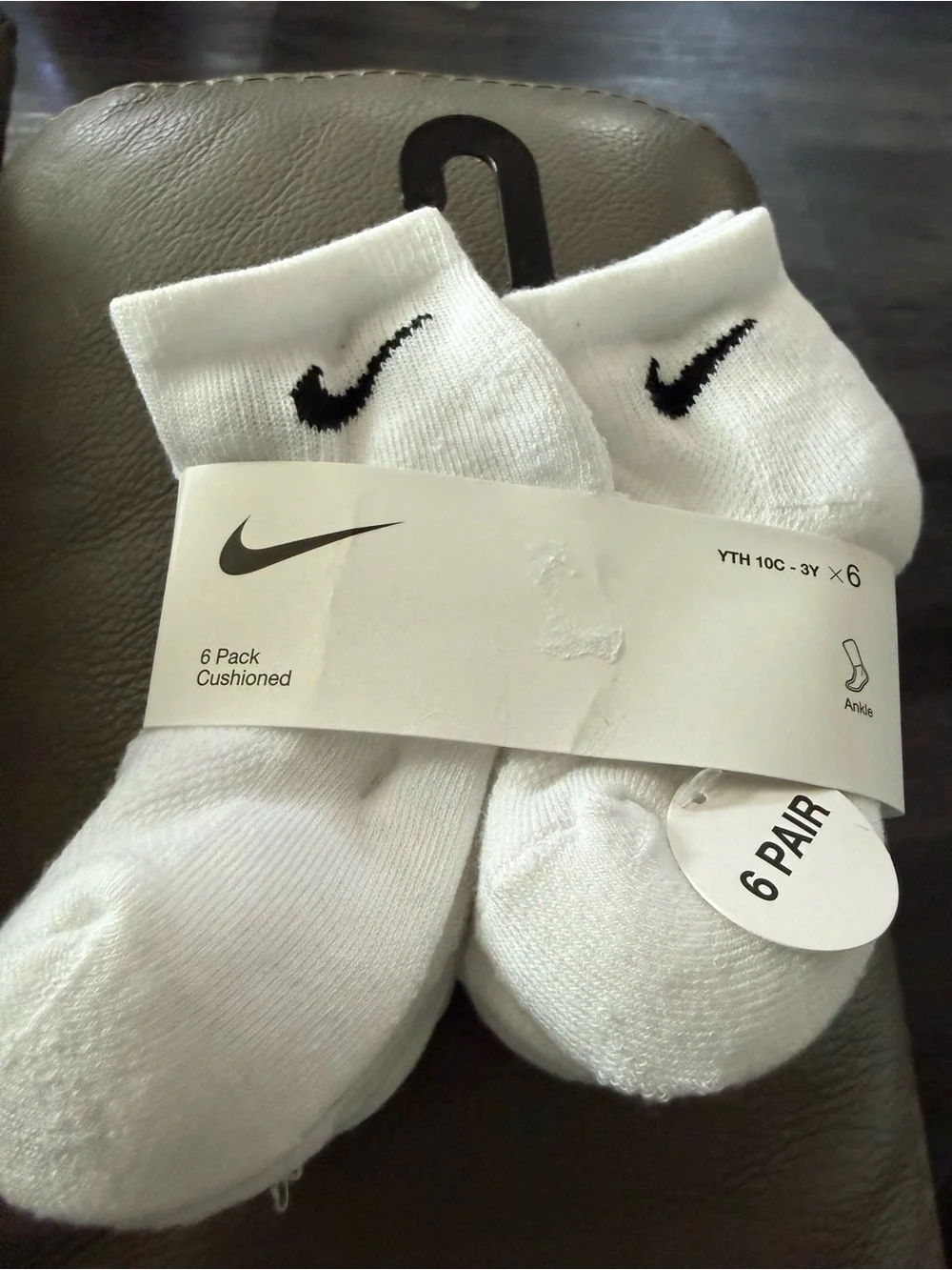 Nike kids White Cushioned Ankle Socks - 6 Pack Size 10c-3Y